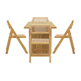 Oikiture 180cm Rectangular Dining Table with 4PCS Dining Chairs Foldable Natural