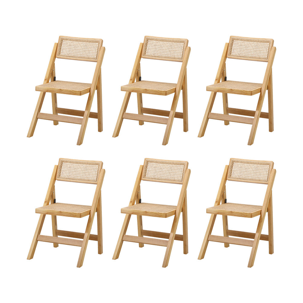 Oikiture 180cm Rectangular Dining Table with 6PCS Dining Chairs Foldable Natural