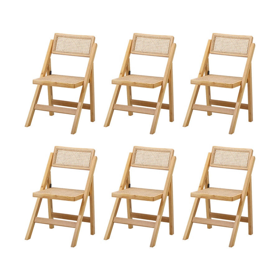 Oikiture 180cm Rectangular Dining Table with 6PCS Dining Chairs Foldable Natural