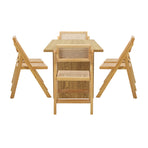 Oikiture 180cm Rectangular Dining Table with 6PCS Dining Chairs Foldable Natural