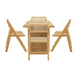 Oikiture 180cm Rectangular Dining Table with 6PCS Dining Chairs Foldable Natural - Top-Down View