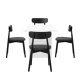 Oikiture 4-Seater Dining Table and Chairs Set Wooden Black