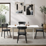 Oikiture 4-Seater Dining Table and Chairs Set Wooden Black - Close-Up Angle