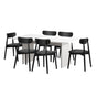 Oikiture 6-Seater Dining Table and Chairs Set Wooden Black
