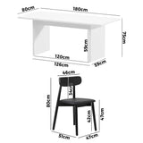 Oikiture 6-Seater Dining Table and Chairs Set Wooden Black