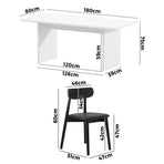 Oikiture 6-Seater Dining Table and Chairs Set Wooden Black