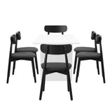 Oikiture 6-Seater Dining Table and Chairs Set Wooden Black - Front View