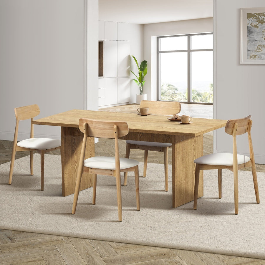 Oikiture Wooden 4-Seater Dining Table and Chairs Set, image 8