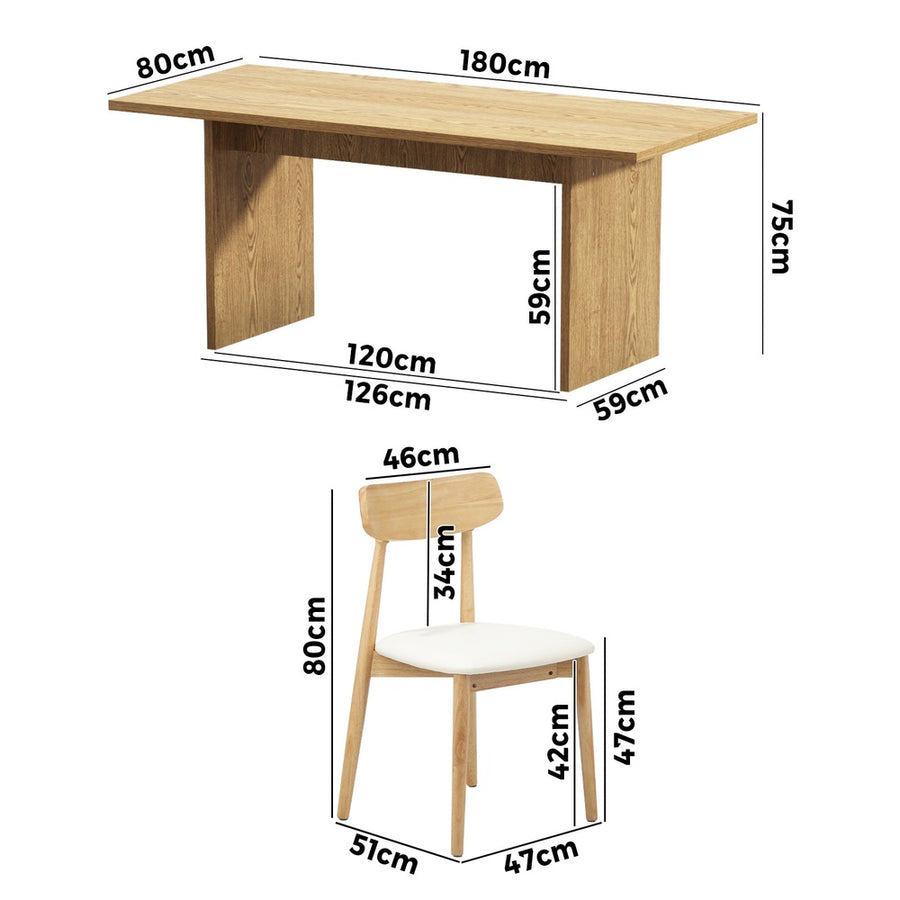 Oikiture Wooden 4-Seater Dining Table and Chairs Set, image 2