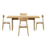 Oikiture Wooden 4-Seater Dining Table and Chairs Set