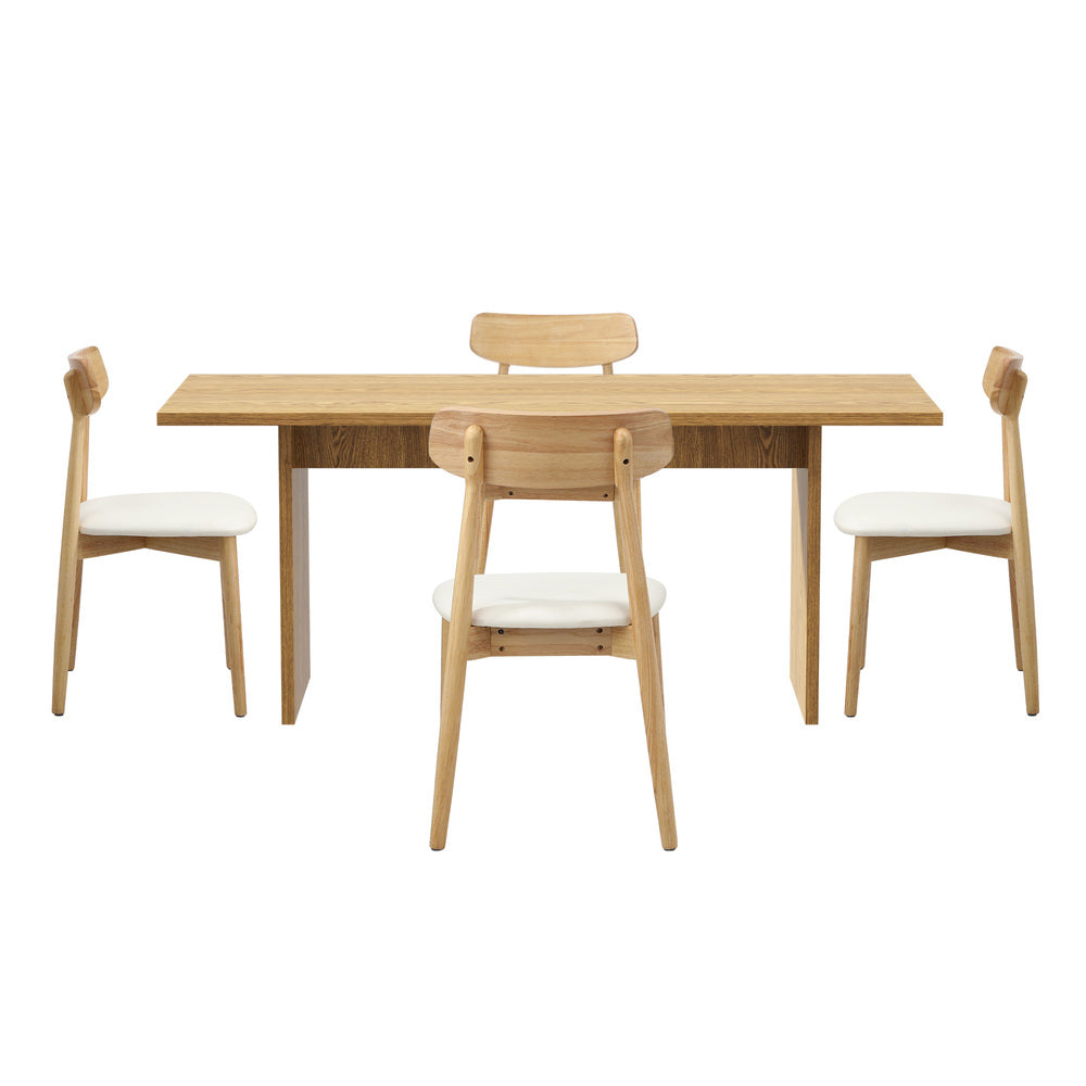 Oikiture Wooden 4-Seater Dining Table and Chairs Set