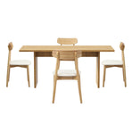 Oikiture Wooden 4-Seater Dining Table and Chairs Set, image 6