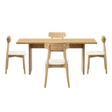 Oikiture Wooden 4-Seater Dining Table and Chairs Set - Rear View