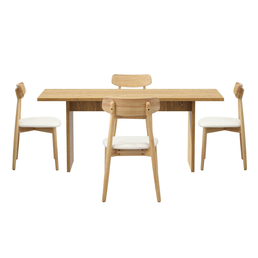 Oikiture Wooden 4-Seater Dining Table and Chairs Set, image 6