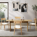 Oikiture Wooden 4-Seater Dining Table and Chairs Set, image 5