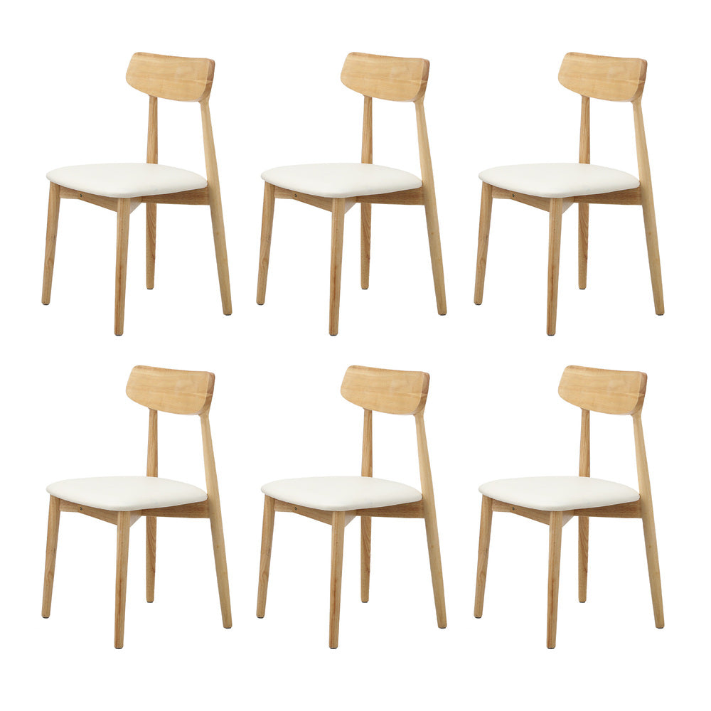 Oikiture Wooden 6-Seater Dining Table and Chairs Set