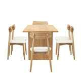 Oikiture Wooden 6-Seater Dining Table and Chairs Set