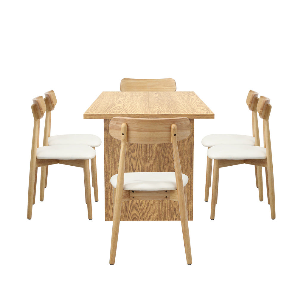 Oikiture Wooden 6-Seater Dining Table and Chairs Set