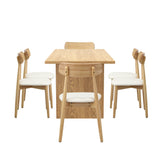 Oikiture Wooden 6-Seater Dining Table and Chairs Set - Low Angle
