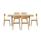 Oikiture Wooden 6-Seater Dining Table and Chairs Set