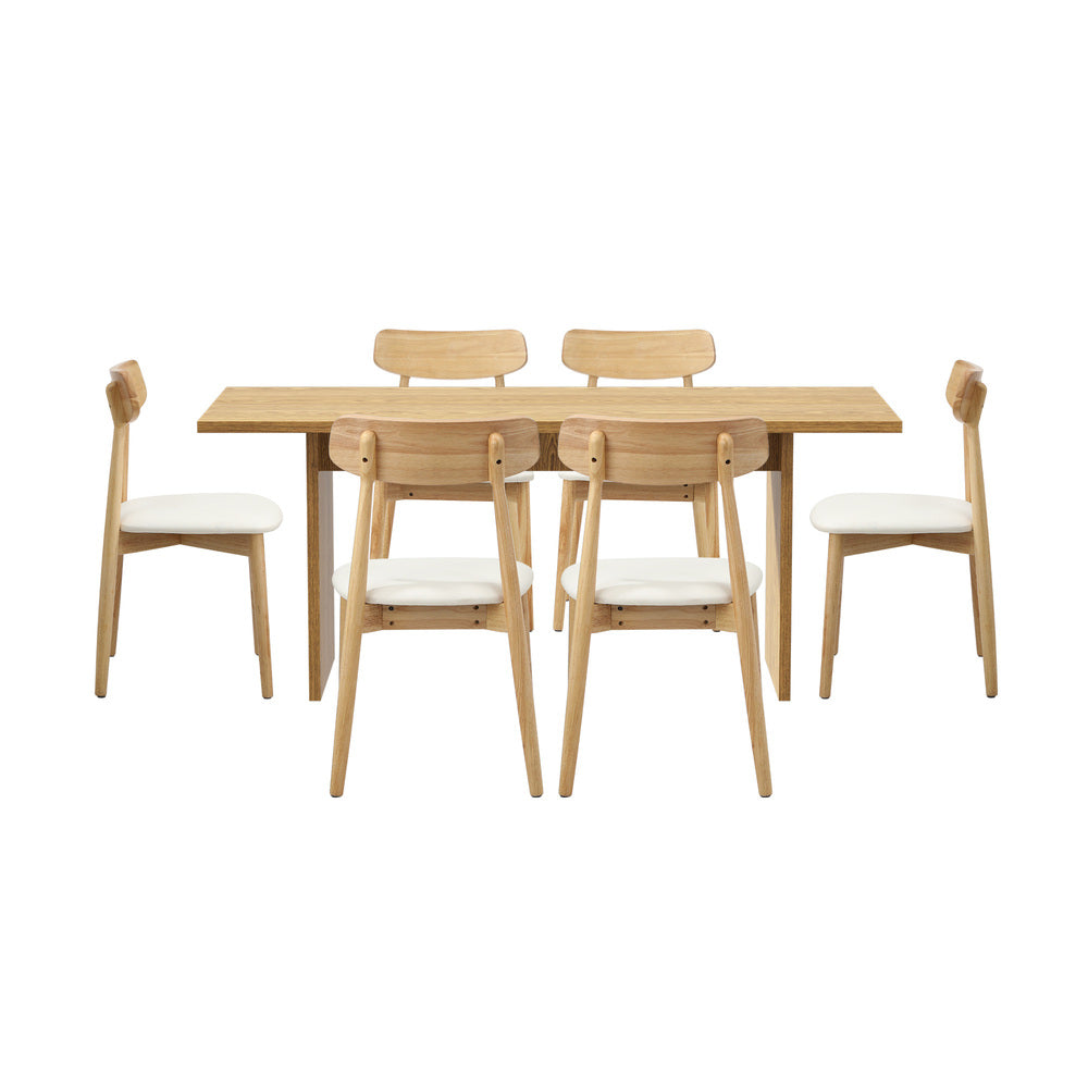 Oikiture Wooden 6-Seater Dining Table and Chairs Set