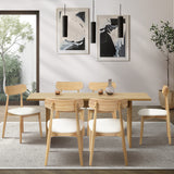 Oikiture Wooden 6-Seater Dining Table and Chairs Set - Front View