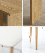Oikiture Wooden 6-Seater Dining Table and Chairs Set - Close-Up Angle