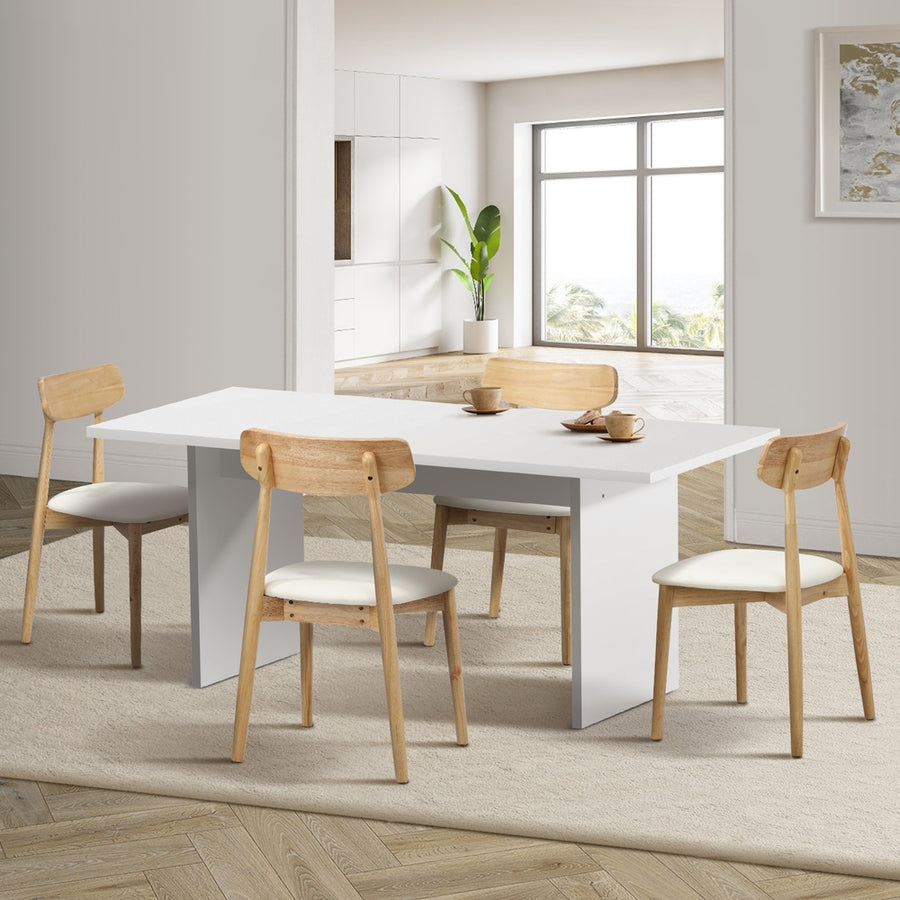 Oikiture 4-Seater Dining Table and Chairs Set Wooden White, image 8