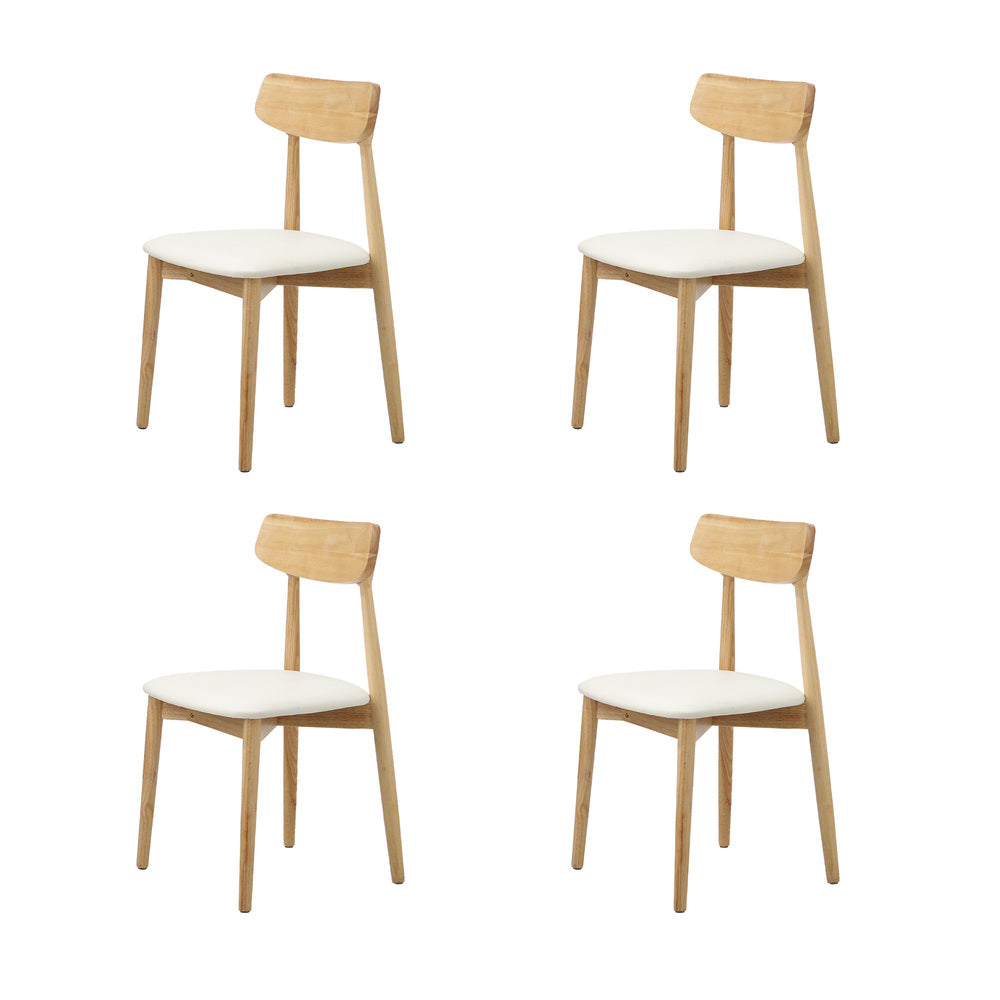 Oikiture 4-Seater Dining Table and Chairs Set Wooden White