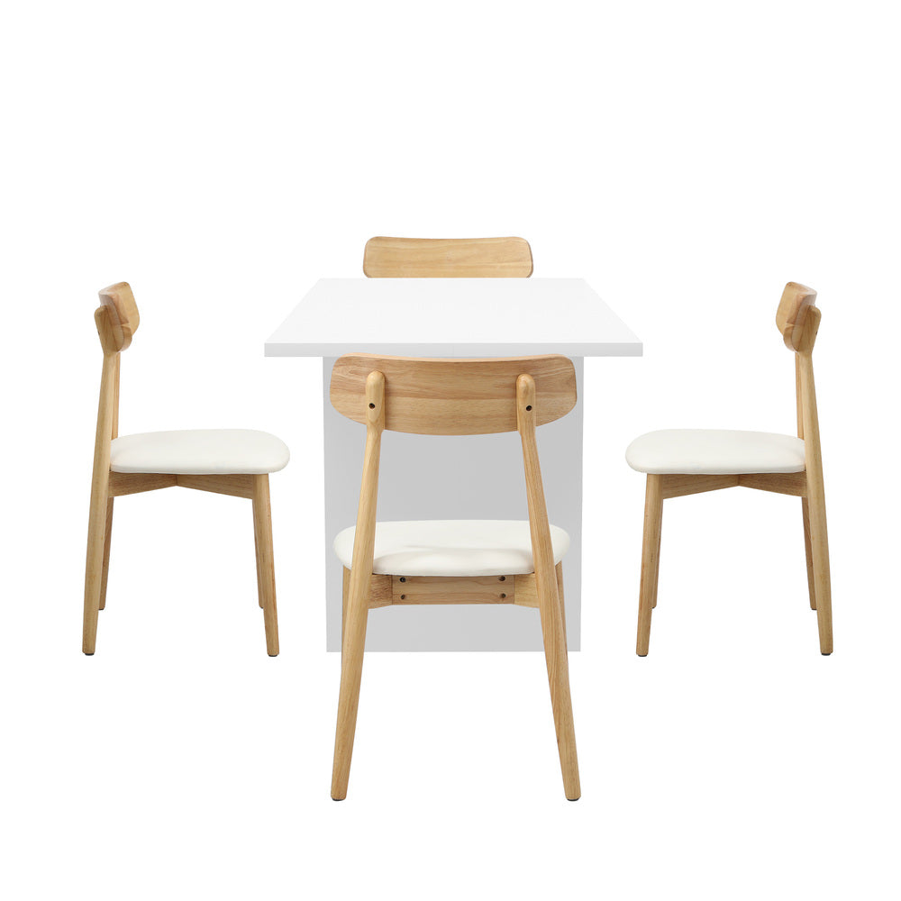 Oikiture 4-Seater Dining Table and Chairs Set Wooden White