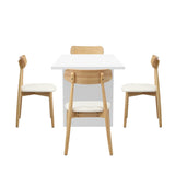 Oikiture 4-Seater Dining Table and Chairs Set Wooden White - Side View