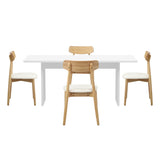 Oikiture 4-Seater Dining Table and Chairs Set Wooden White - Top-Down View