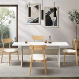 Oikiture 4-Seater Dining Table and Chairs Set Wooden White