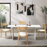 Oikiture 4-Seater Dining Table and Chairs Set Wooden White - Rear View