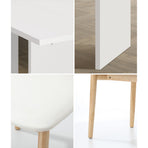 Oikiture 4-Seater Dining Table and Chairs Set Wooden White, image 2