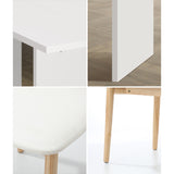 Oikiture 4-Seater Dining Table and Chairs Set Wooden White - Front View