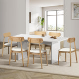 Oikiture 6-Seater Dining Table and Chairs Set Wooden White - Side View