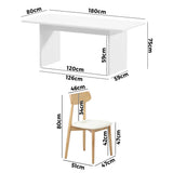 Oikiture 6-Seater Dining Table and Chairs Set Wooden White