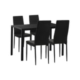 Oikiture 120cm Rectangle Dining Table with 4PCS Dining Chairs Wooden Black