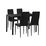Oikiture 120cm Rectangle Dining Table with 4PCS Dining Chairs Wooden Black