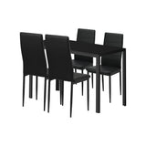 Oikiture 120cm Rectangle Dining Table with 4PCS Dining Chairs Wooden Black - 45-Degree Angle