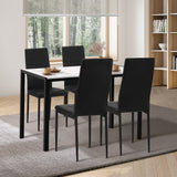 Oikiture 120cm Rectangle Dining Table with 4PCS Dining Chairs Marble White&Black - Top-Down View
