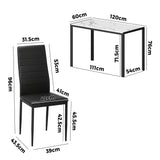 Oikiture 120cm Rectangle Dining Table with 4PCS Dining Chairs Marble White&Black - 45-Degree Angle