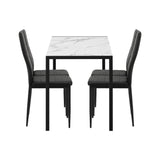 Oikiture 120cm Rectangle Dining Table with 4PCS Dining Chairs Marble White&Black