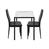 Oikiture 120cm Rectangle Dining Table with 4PCS Dining Chairs Marble White&Black - Close-Up Angle