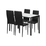 Oikiture 120cm Rectangle Dining Table with 4PCS Dining Chairs Marble White&Black - Rear View