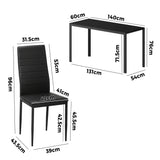 Oikiture 140cm Rectangle Dining Table with 6PCS Dining Chairs Wooden Black - Rear View