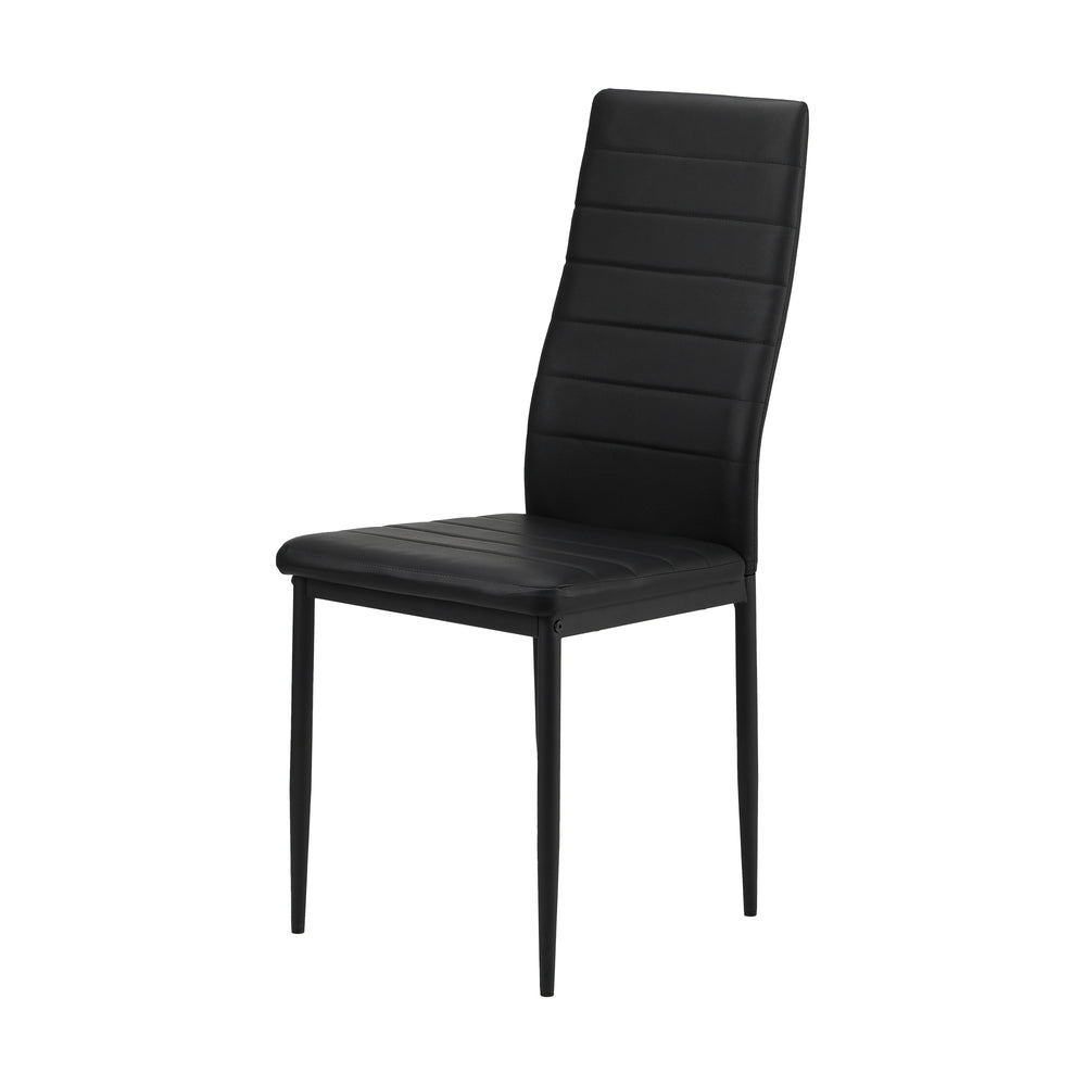 Oikiture 140cm Rectangle Dining Table with 6PCS Dining Chairs Wooden Black