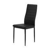 Oikiture 140cm Rectangle Dining Table with 6PCS Dining Chairs Wooden Black - Side View