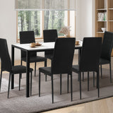 Oikiture 140cm Rectangle Dining Table with 6PCS Dining Chairs Marble White&Black - Top-Down View